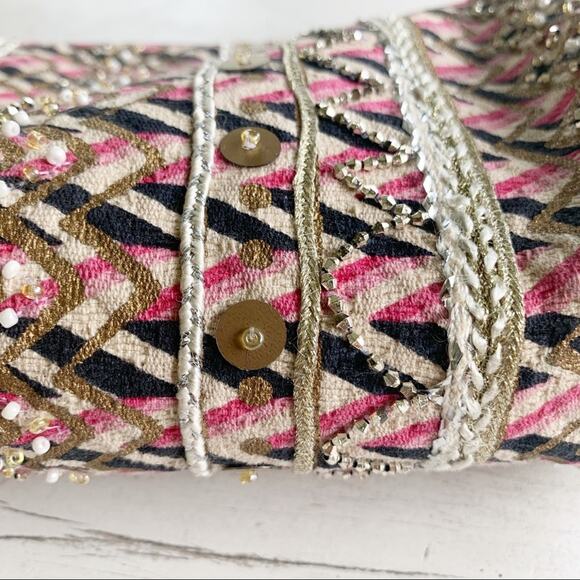 Boho Embellished Clutch With Tassel - Picture 7 of 9